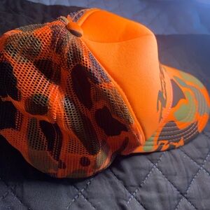 Vibrant Orange Camo Mesh Cap
